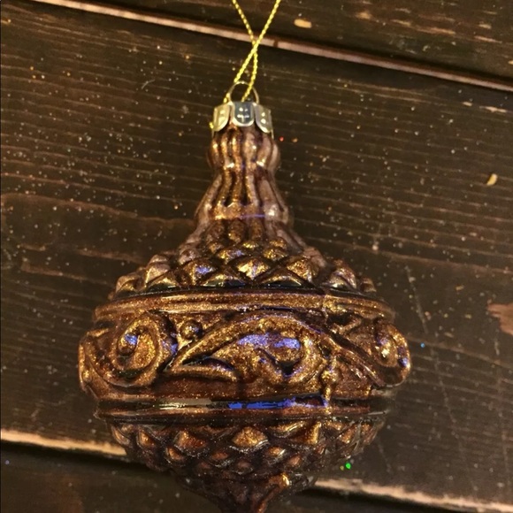 New Hand Blown Glass Christmas Tree Ornament Elegant Copper Vintage Dreidel Top - Picture 13 of 13